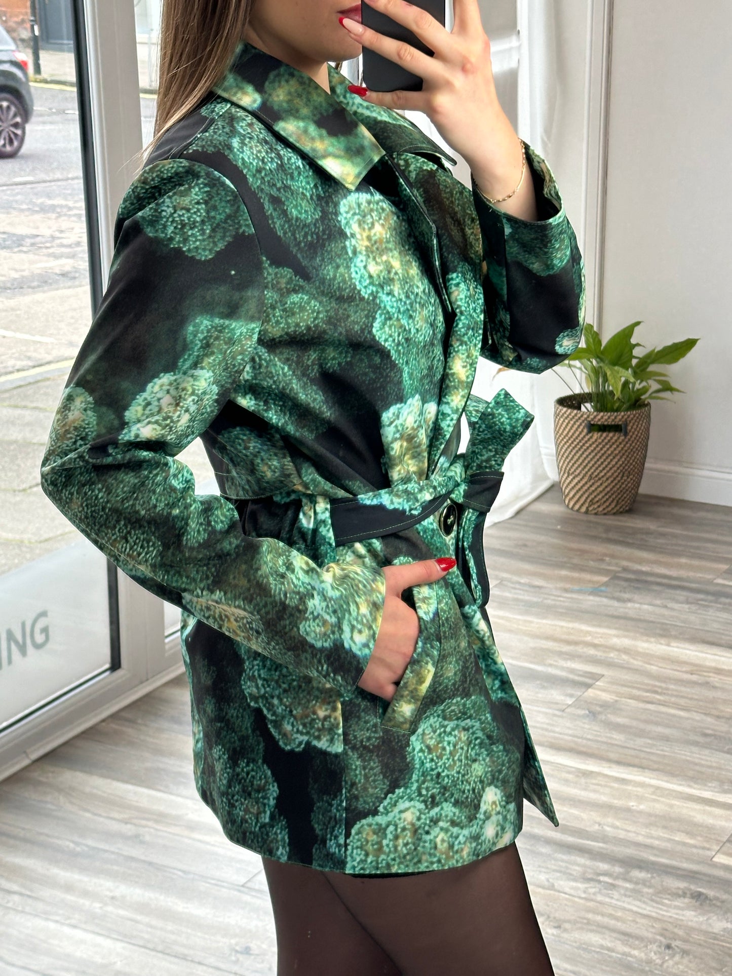 Emerald Green Reef Waist Belt Waterproof Jacket