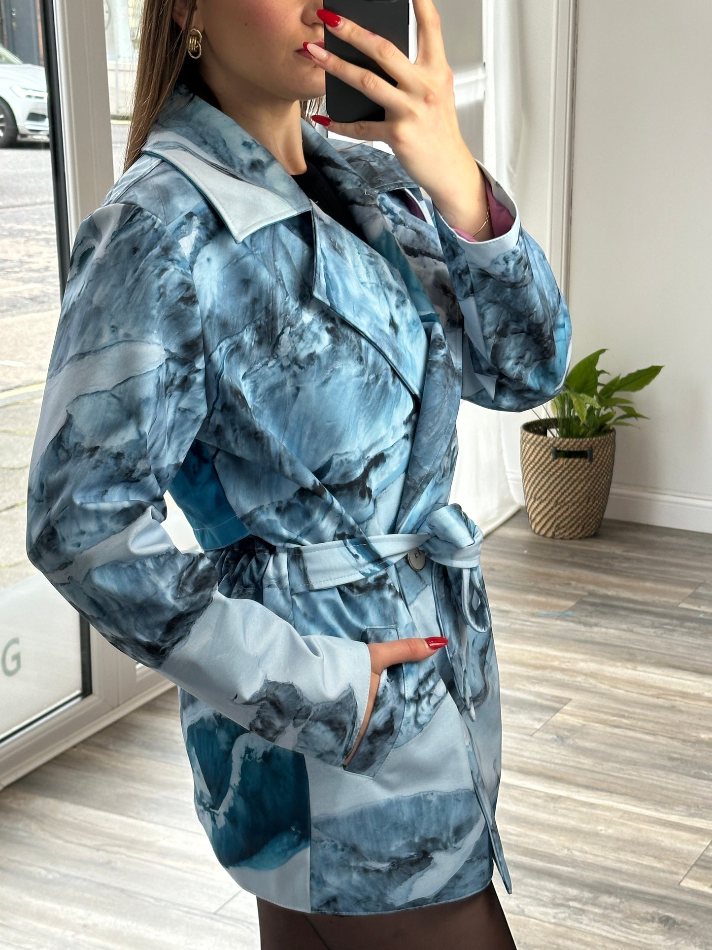 Alaskan Blue Glacier Waterproof Jacket with Waist Belt