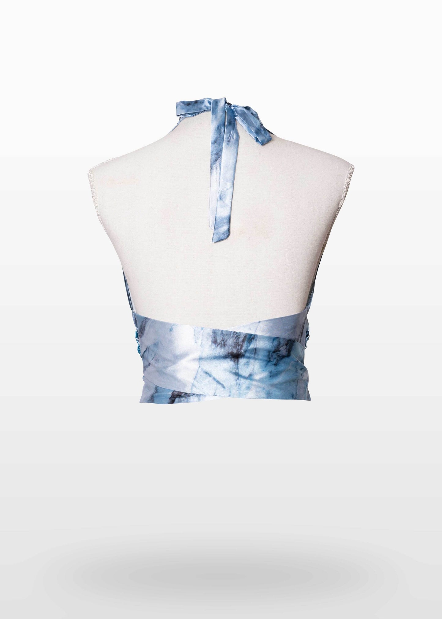 Blue Silk Halter Neck Tie Top
