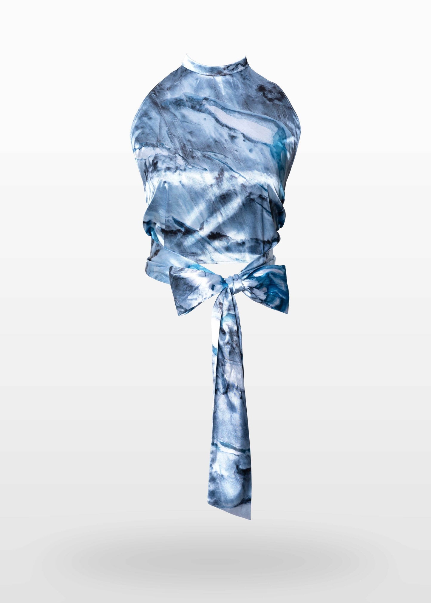 Blue Silk Halter Neck Tie Top