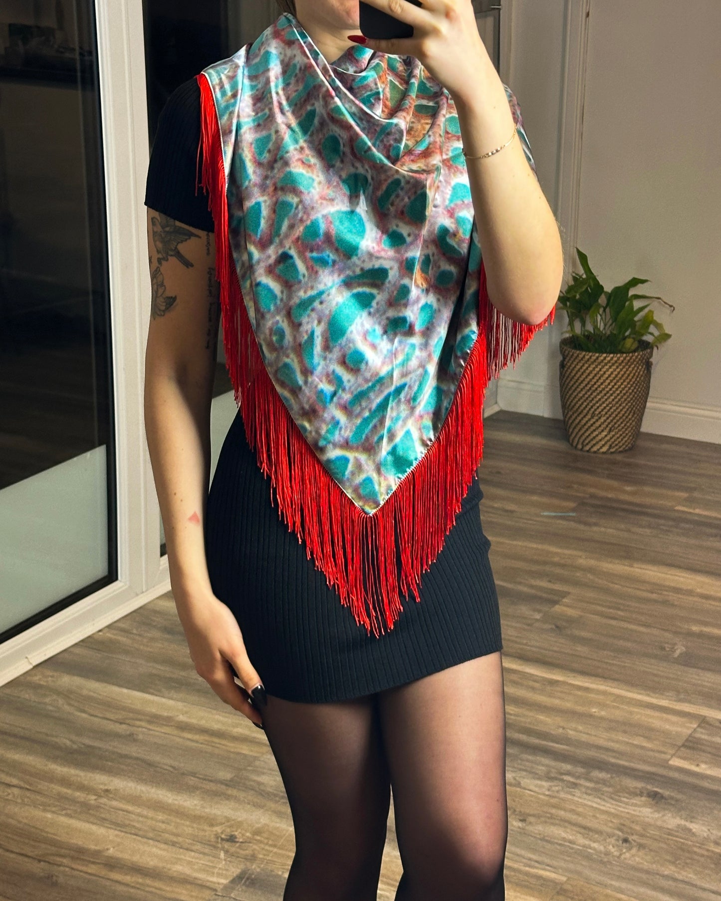 Purple Colombian Coral Satin Scarf