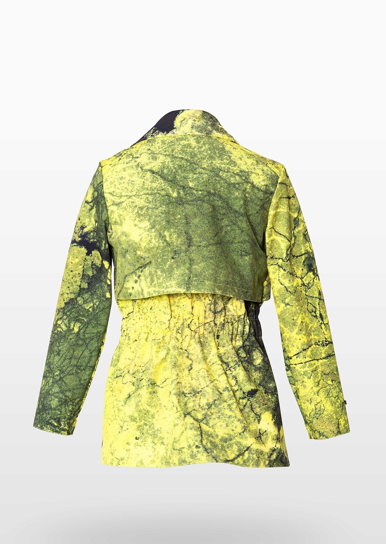 Yellow and Green Algae Waterproof Jacket with Waist Belt