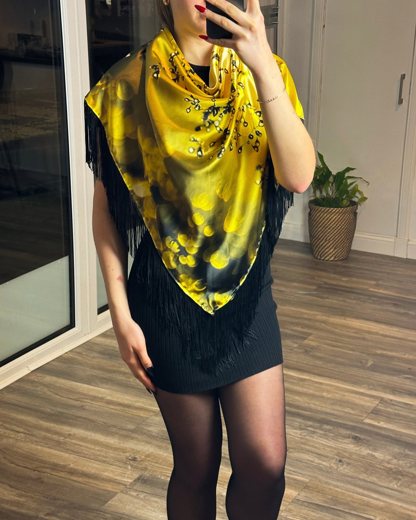 Golden Yellow Dusk Satin Scarf