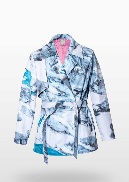 Alaskan Blue Glacier Waterproof Jacket with Waist Belt