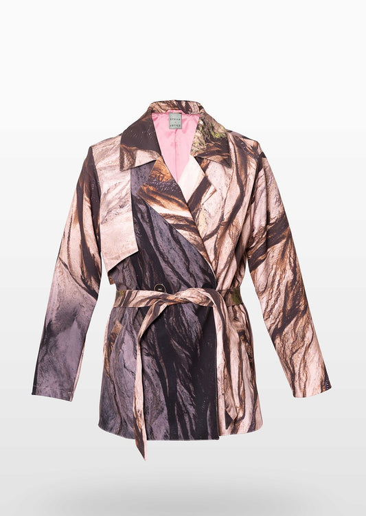 Sepia Brown Waterproof Jacket with Waist Belt