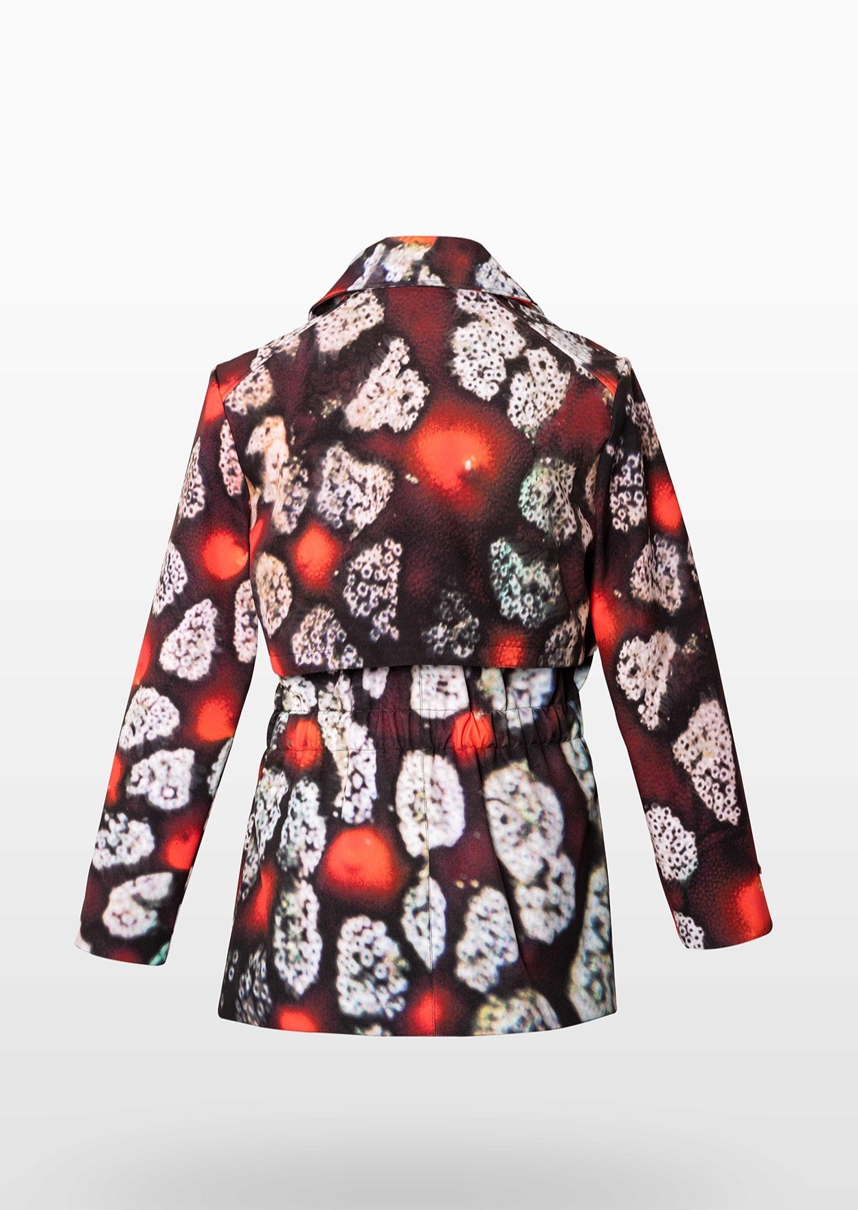 Celestial Red Coral Waterproof Jacket with Waist Belt