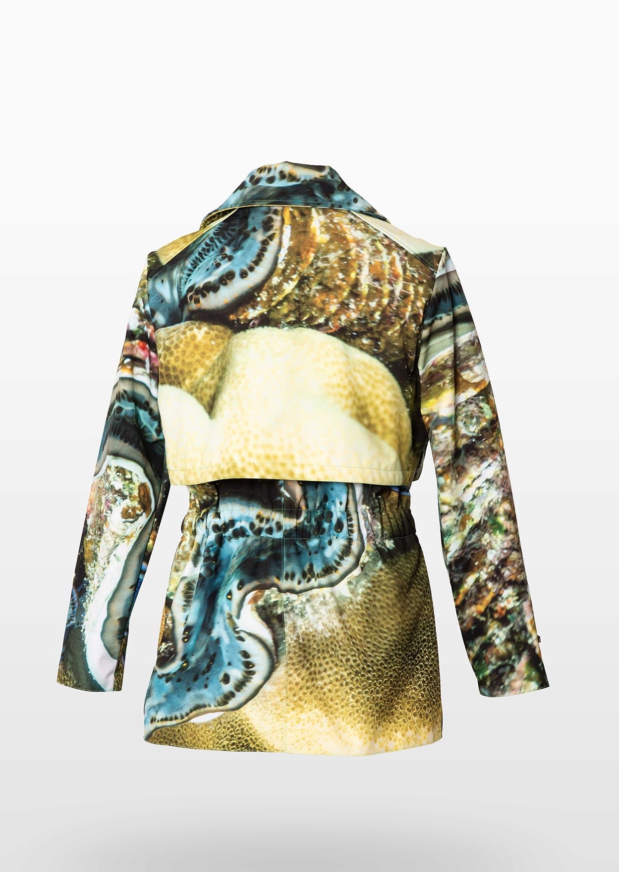 Aquatic Blue and Green Waterproof Jacket with Waist Belt