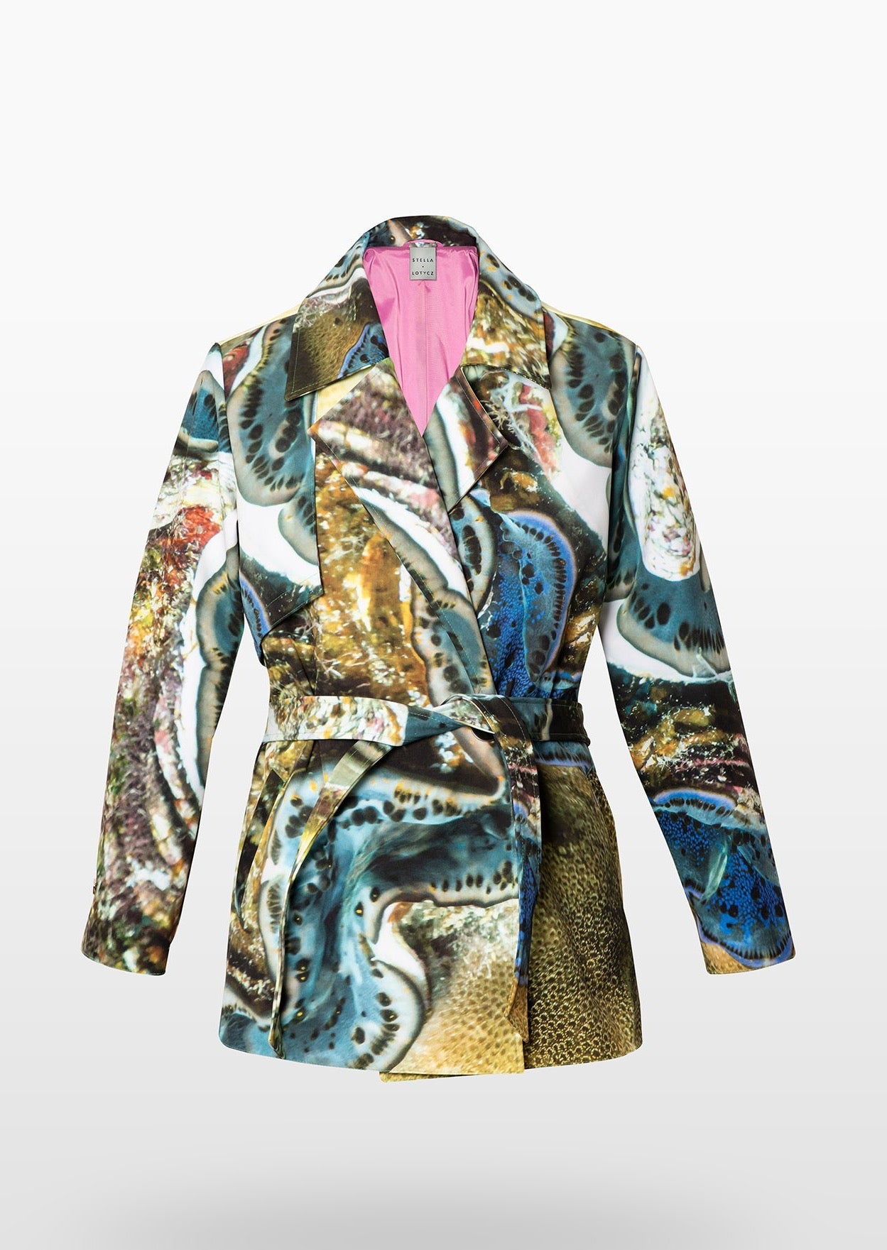 Aquatic Blue and Green Waterproof Jacket with Waist Belt