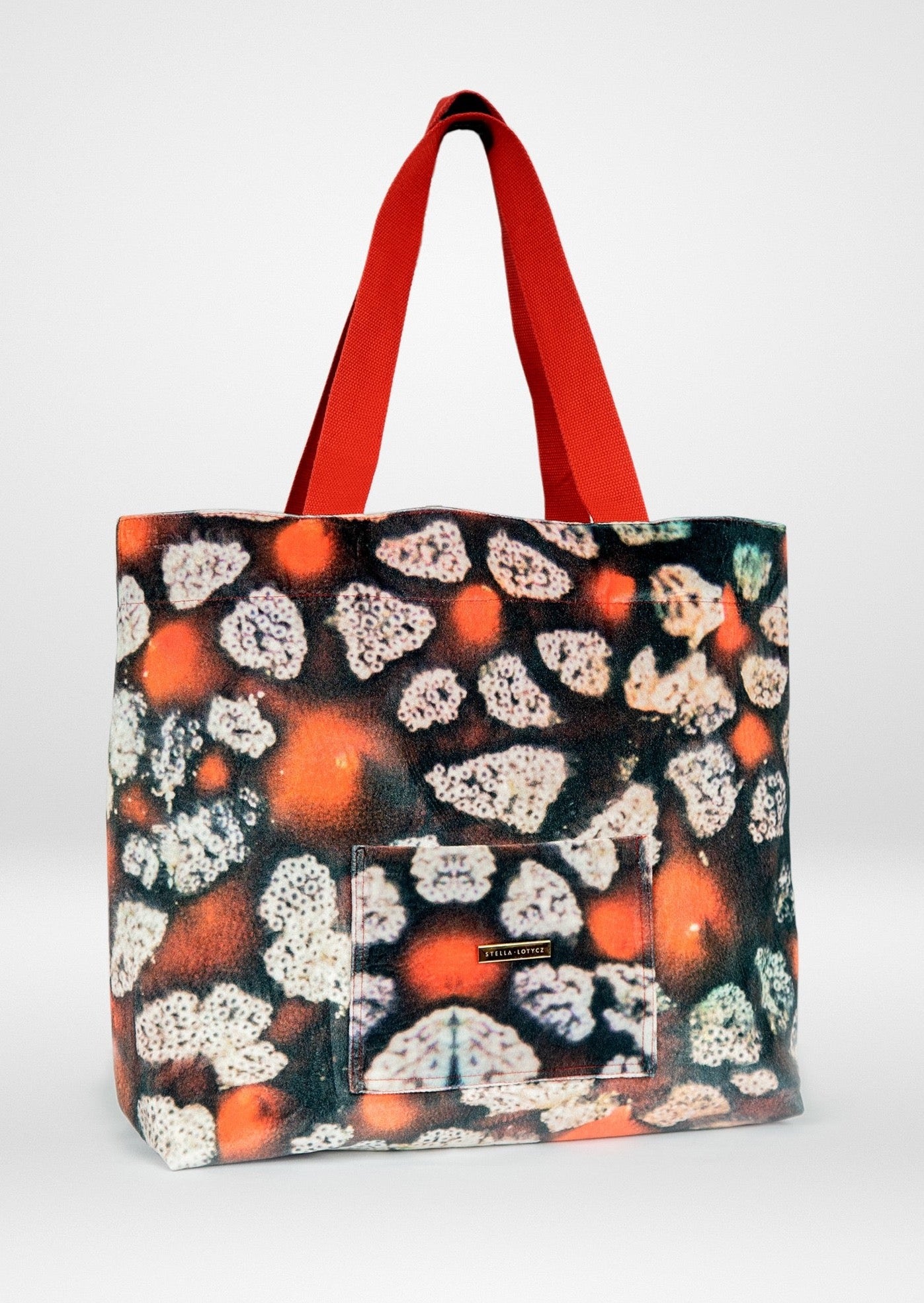 Celestial Red Coral Shoulder Strap Tote Bag