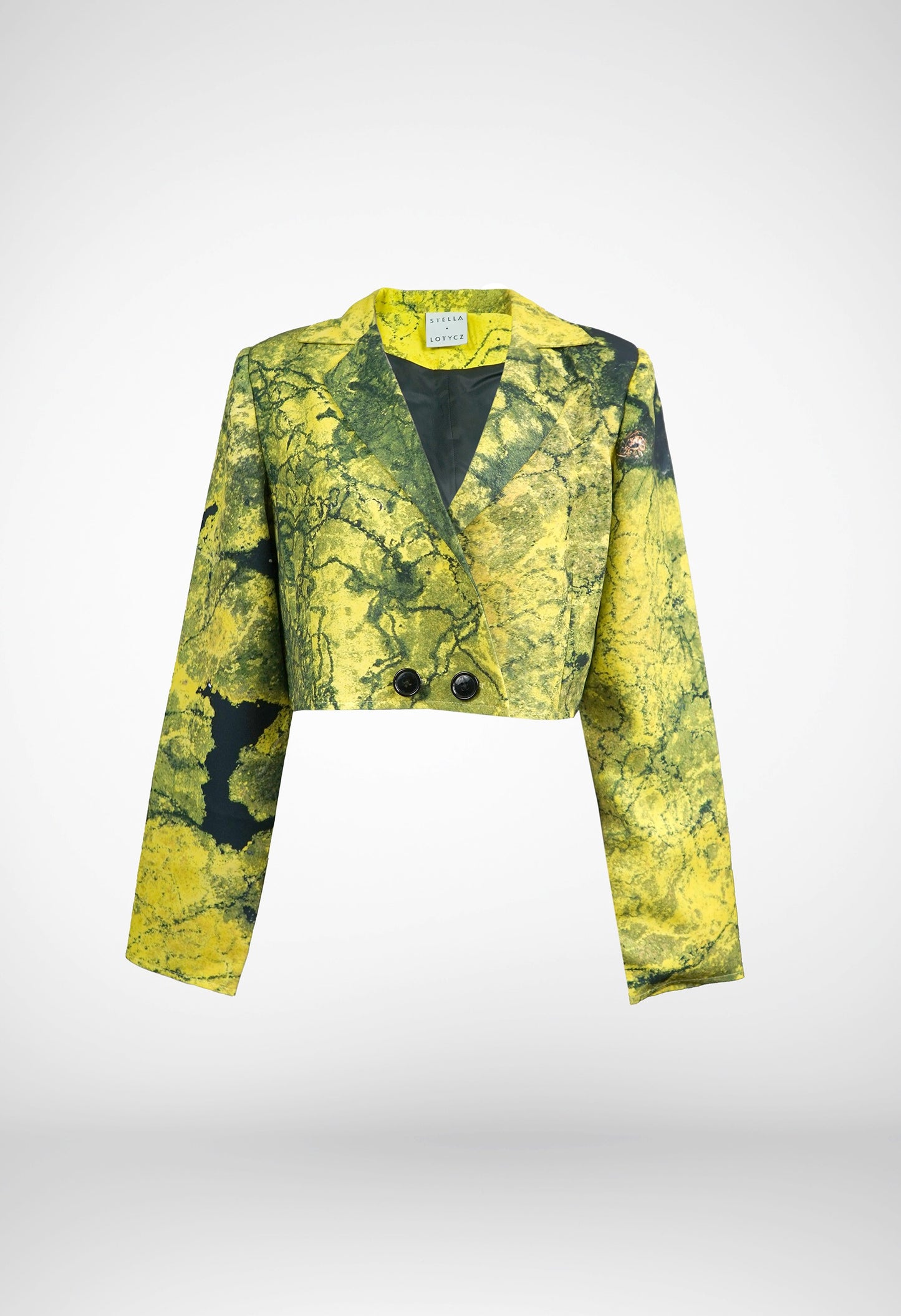 Yellow Algae Long Sleeve Cropped Blazer
