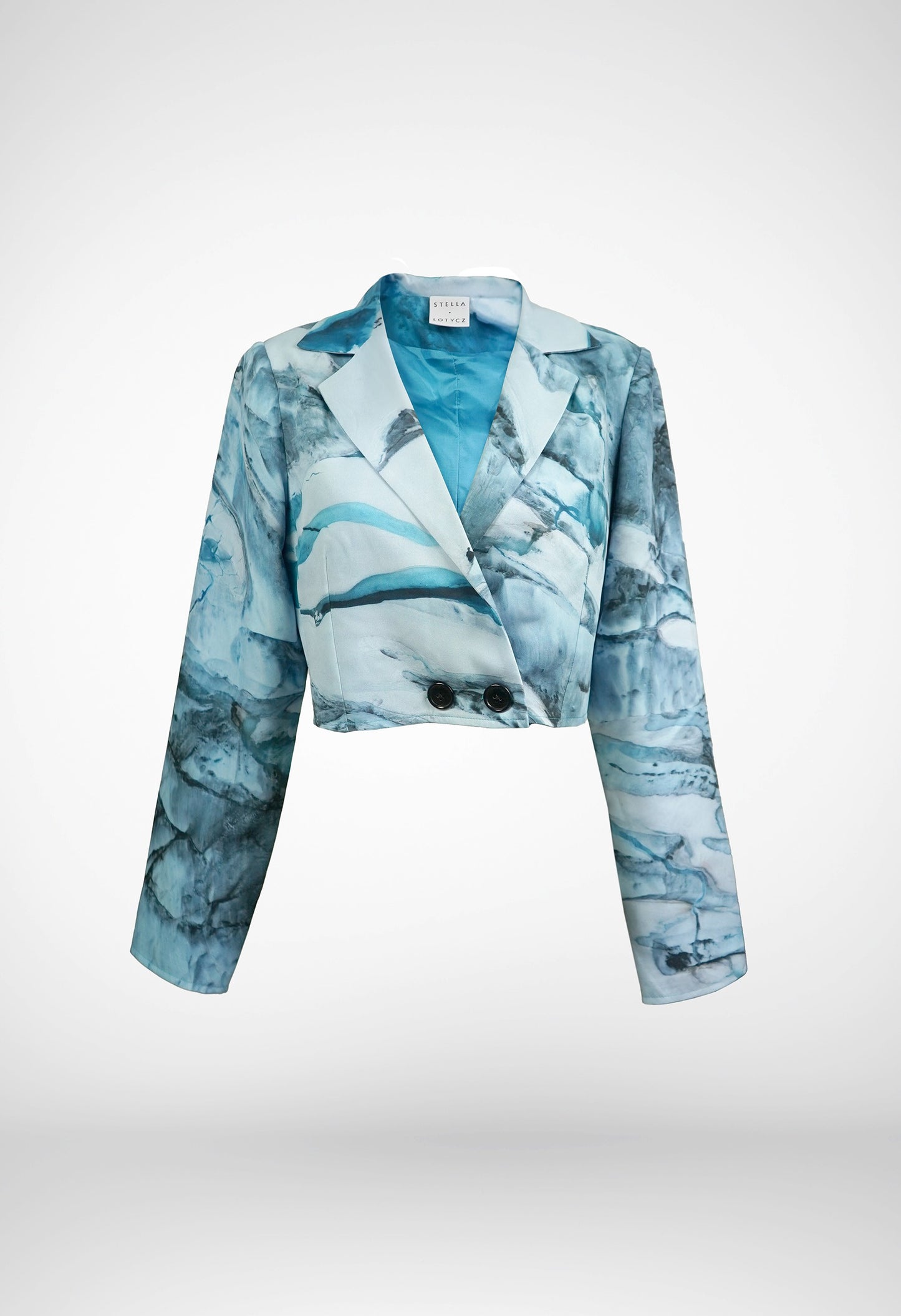 Alaskan Glacier Blue Long Sleeve Cropped Blazer