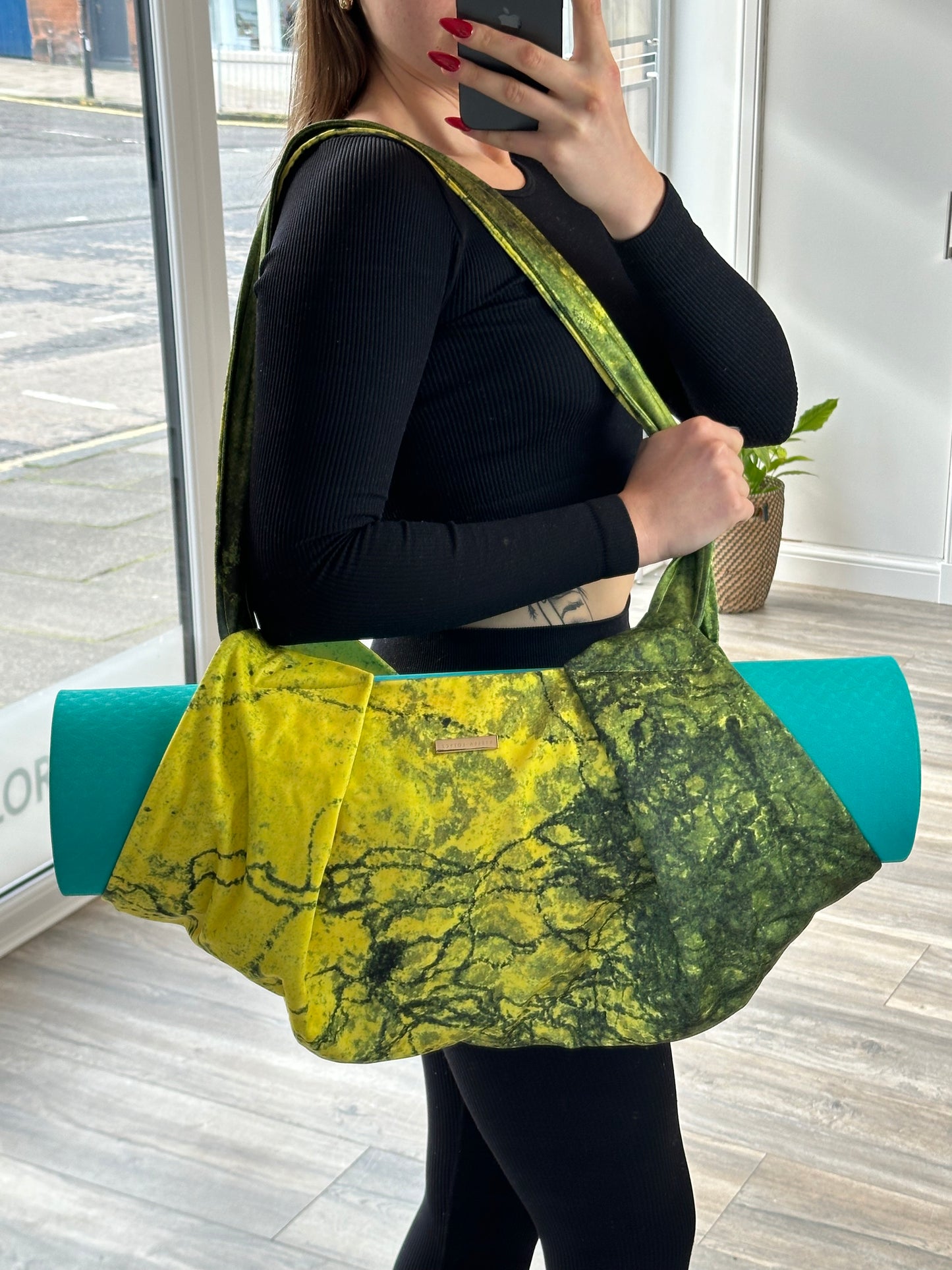 Shoulder Strap Yellow Yoga Bag with Zipper