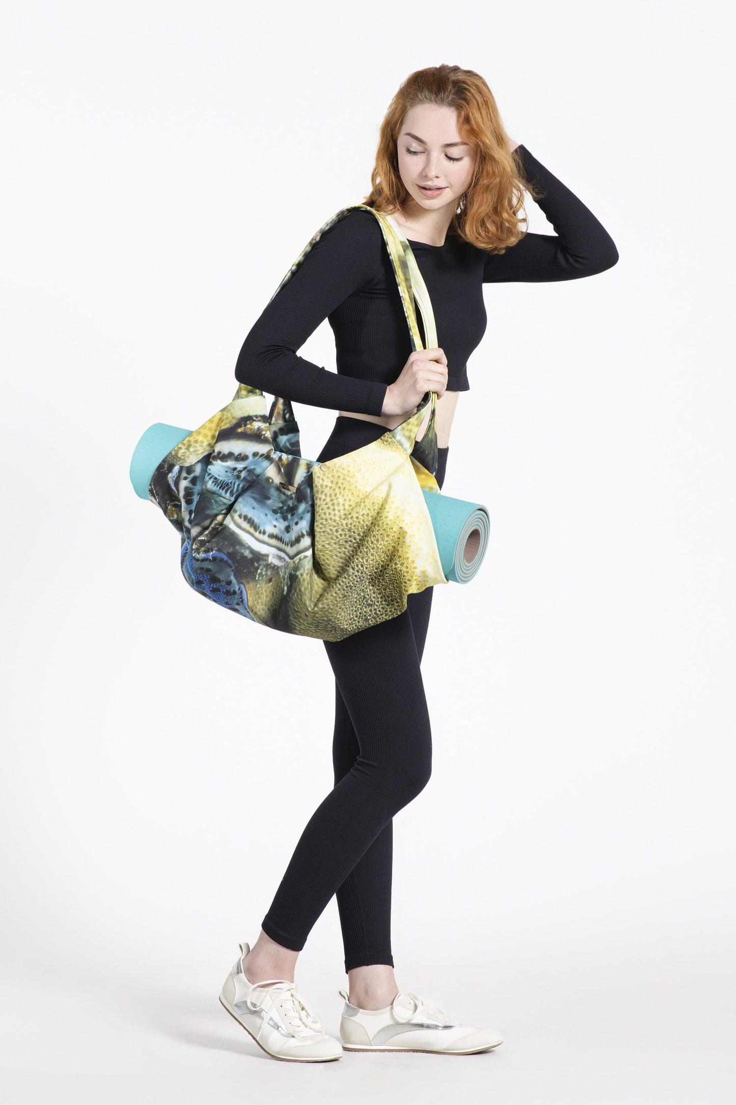 Aquatic Yellow and Blue Yoga Bag with Zipper