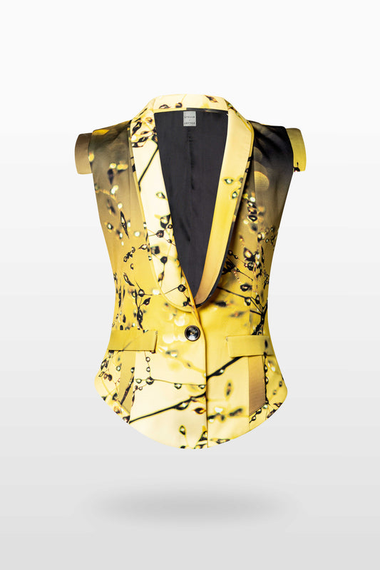 Golden Yellow Dusk Sleeveless Blazer