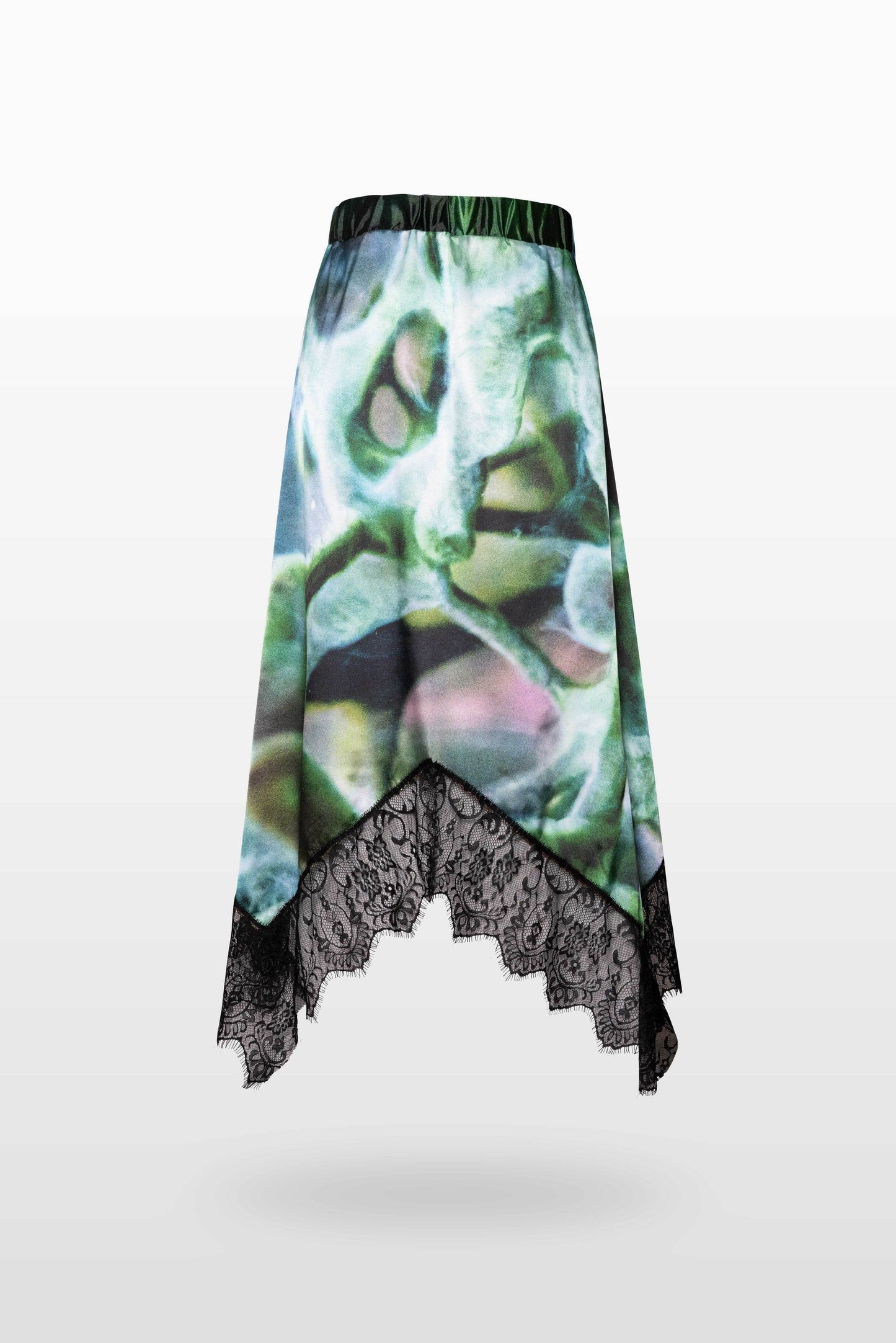 Silk Asymmetrical Skirt with Lace Hem