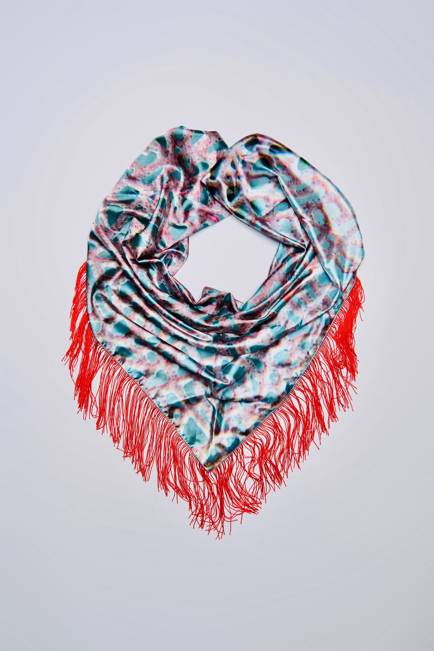 Purple Satin Fringe Scarf