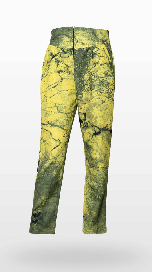 Yellow Algae High Waisted Structure Fitted Trousers