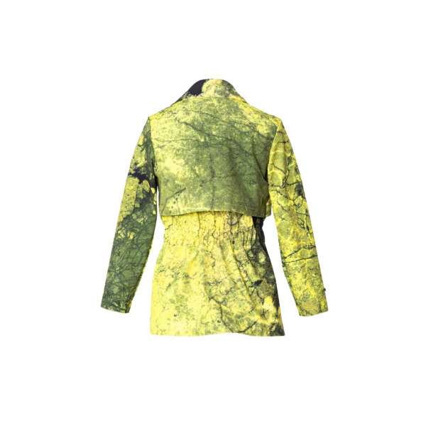 Yellow and Green Algae Waterproof Jacket with Waist Belt