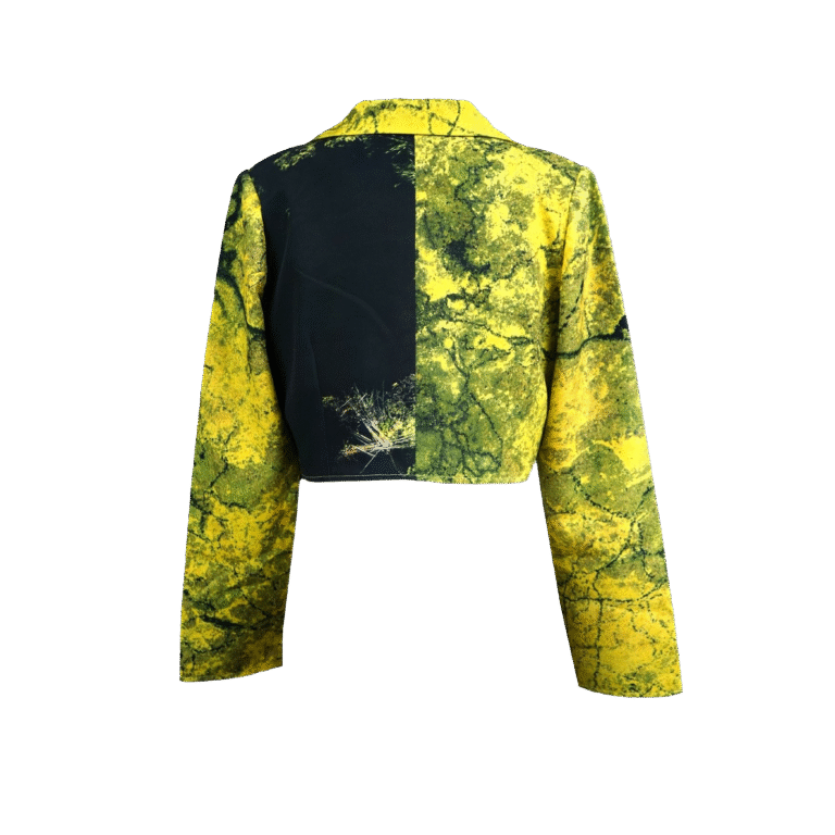 Yellow Algae Long Sleeve Cropped Blazer