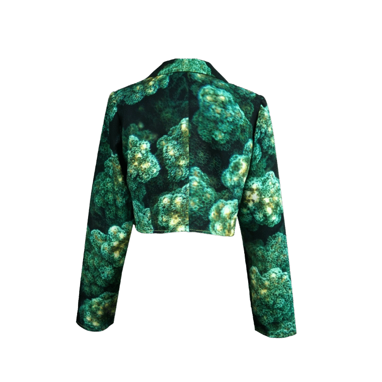 Emerald Long Sleeve Cropped Blazer. Coral from Ecuador