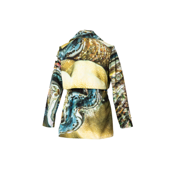 Aquatic Blue and Green Waterproof Jacket with Waist Belt