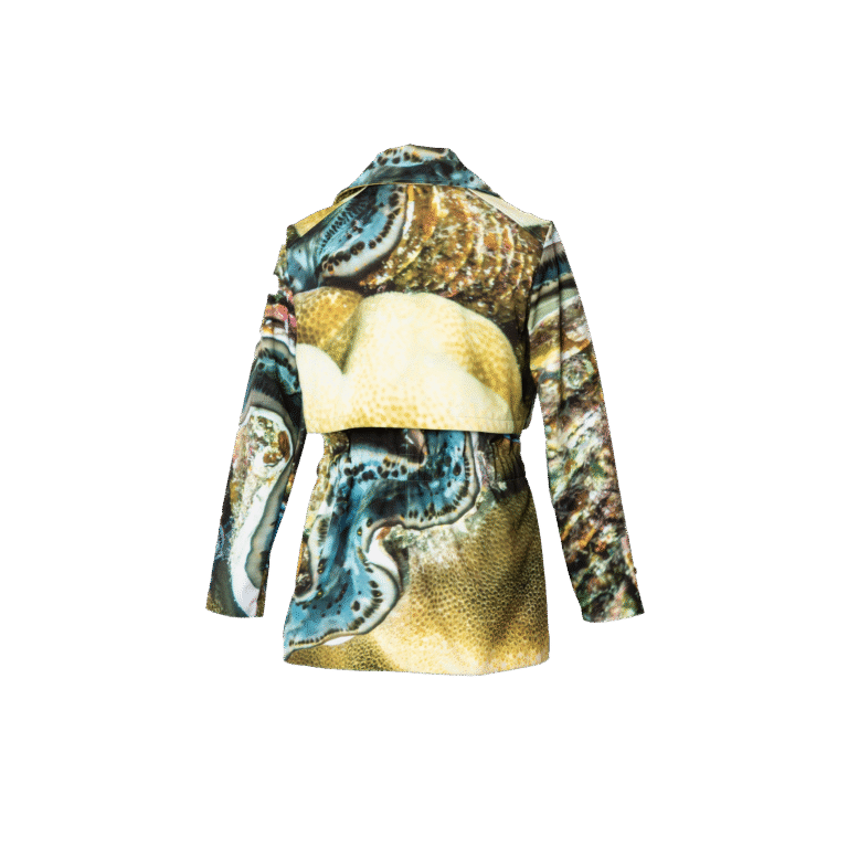 Aquatic Blue and Green Waterproof Jacket with Waist Belt