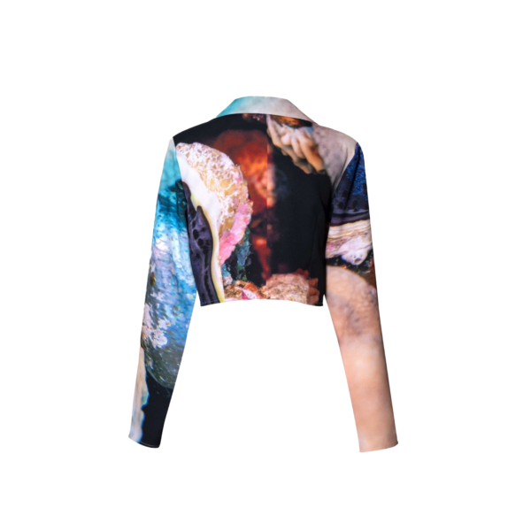 Long Sleeve Cropped Blazer. Purple Coral