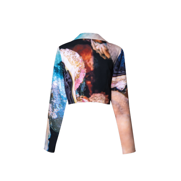 Long Sleeve Cropped Blazer. Purple Coral