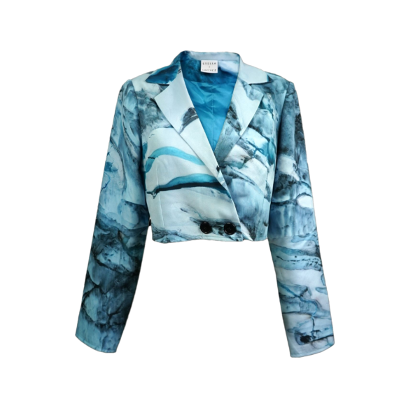 Alaskan Glacier Blue Long Sleeve Cropped Blazer