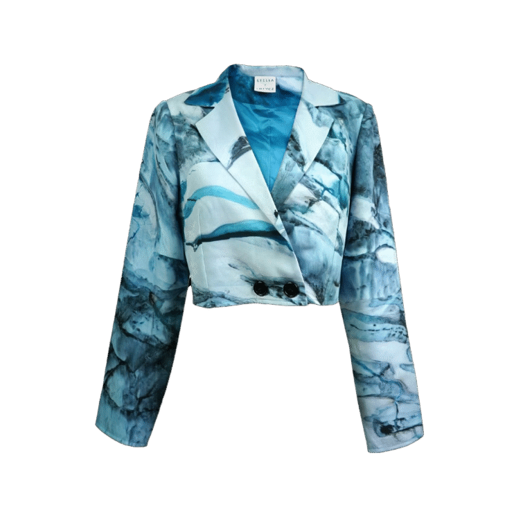 Alaskan Glacier Blue Long Sleeve Cropped Blazer