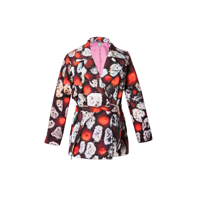 Waterproof Jacket with Waist Belt. Ecuador Red Collection