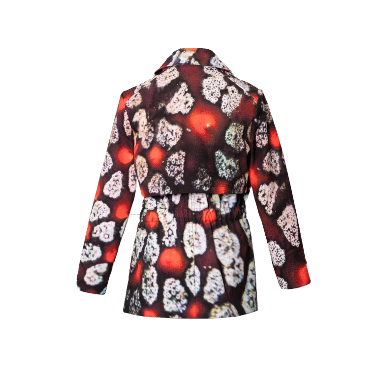 Waterproof Jacket with Waist Belt. Ecuador Red Collection