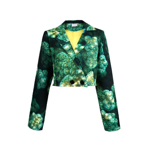 Emerald Long Sleeve Cropped Blazer. Coral from Ecuador