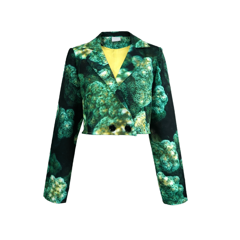 Emerald Long Sleeve Cropped Blazer. Coral from Ecuador