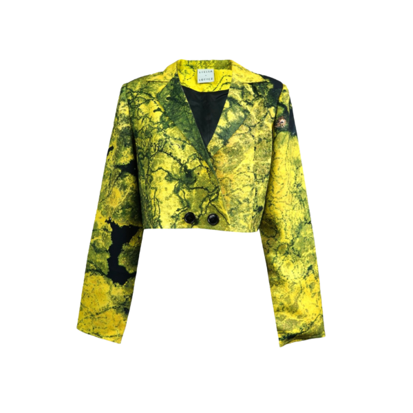 Yellow Algae Long Sleeve Cropped Blazer