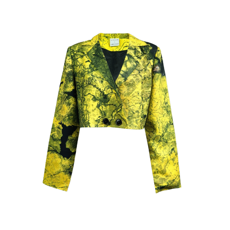 Yellow Algae Long Sleeve Cropped Blazer