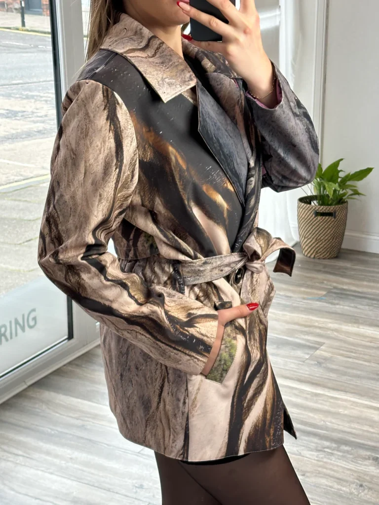 Sepia Brown Waterproof Jacket with Waist Belt