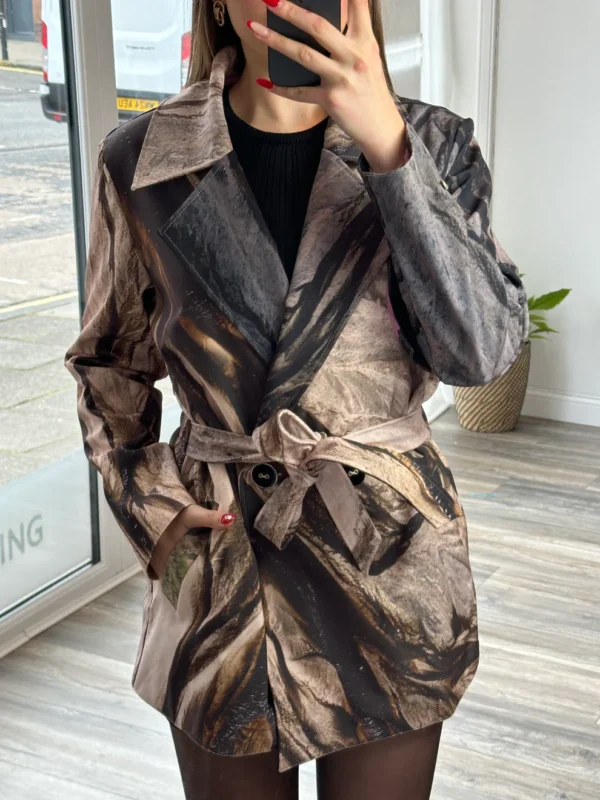 Sepia Brown Waterproof Jacket with Waist Belt