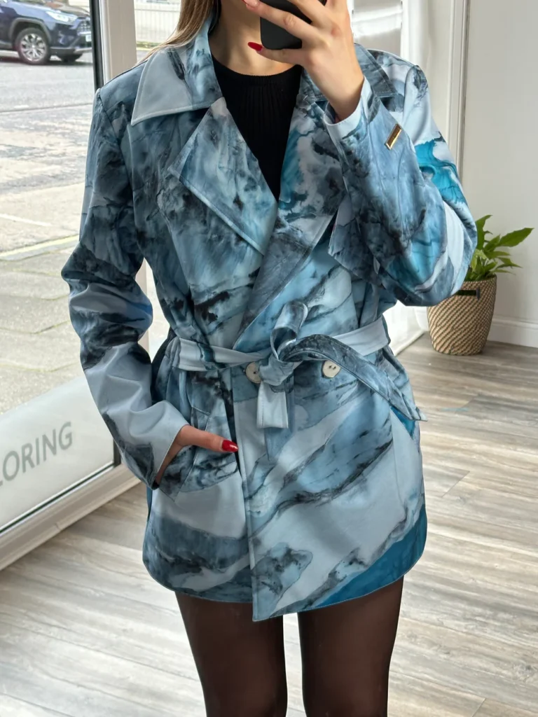 Alaskan Blue Glacier Waterproof Jacket with Waist Belt