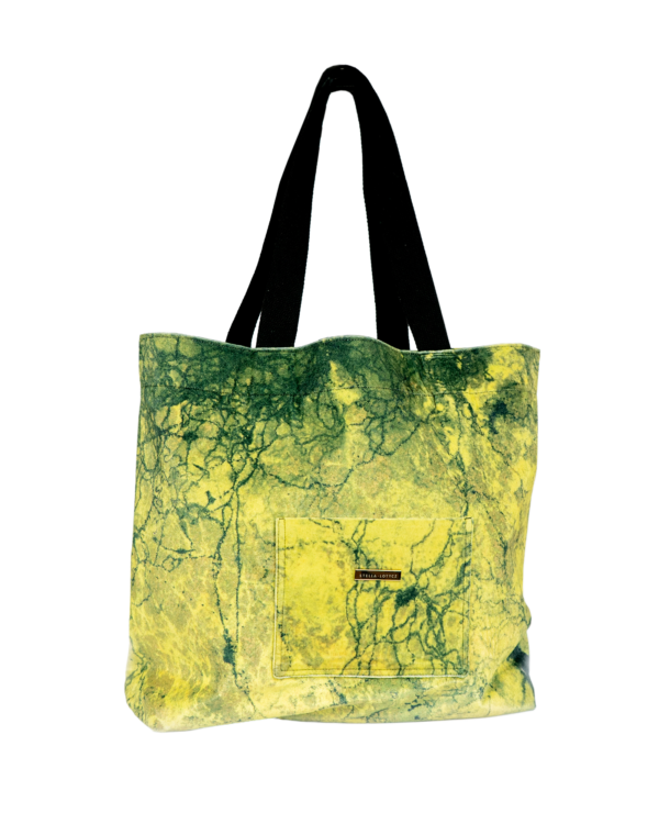 Everyday Tote Bag with Artistic Print . Yellow and Green Algae