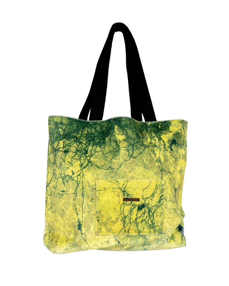 Everyday Tote Bag with Artistic Print . Yellow and Green Algae