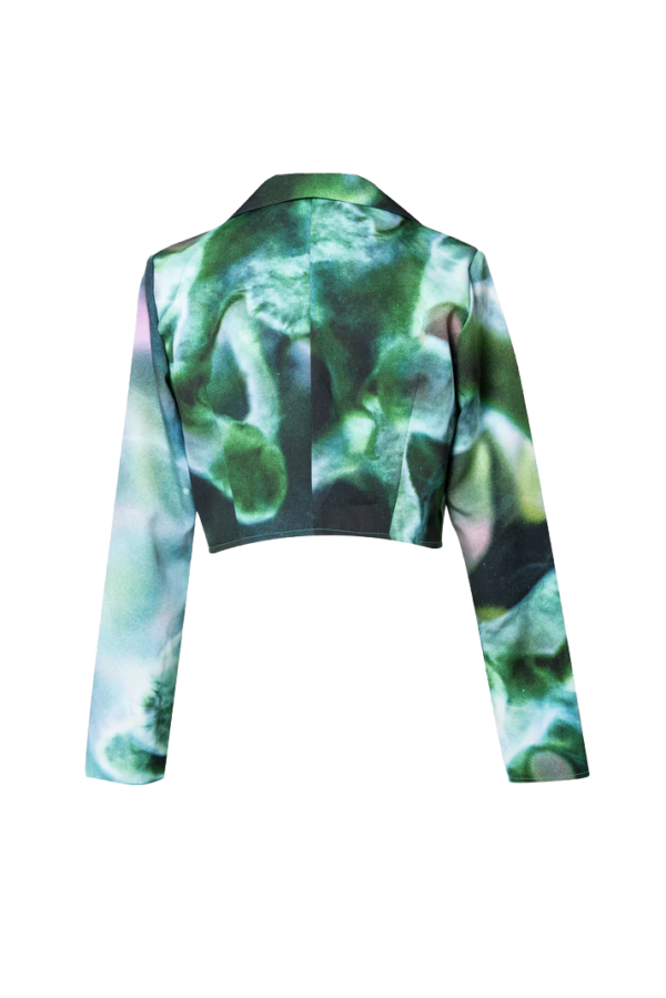 Long Sleeve Cropped Blazer . Emerald Ocean