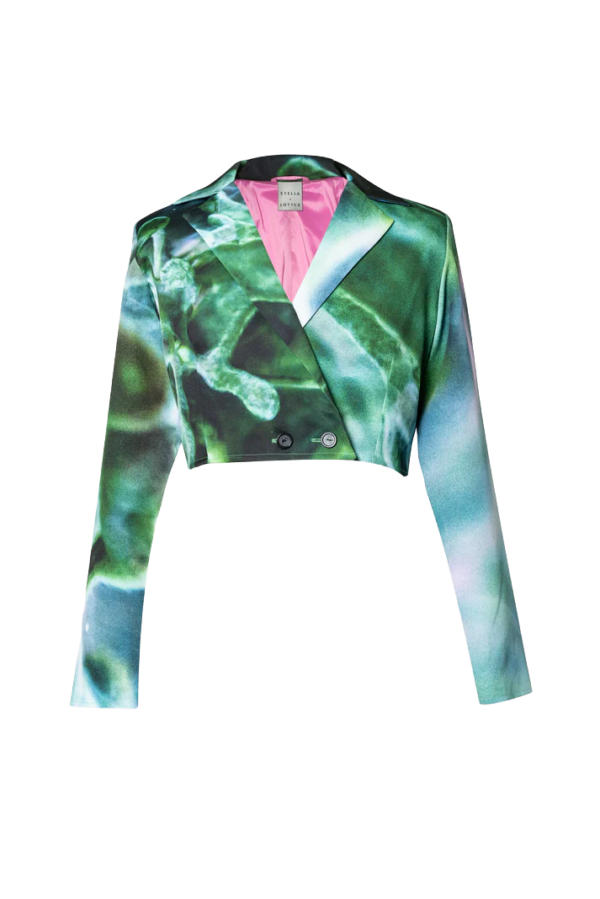 Long Sleeve Cropped Blazer . Emerald Ocean